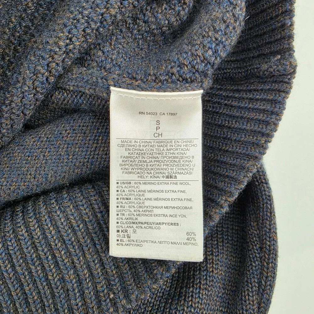Banana Republic Mens Small Merino Wool Full Zip chunky Cardigan Sweater Navy